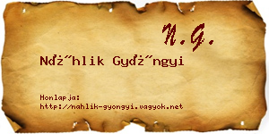 Náhlik Gyöngyi névjegykártya